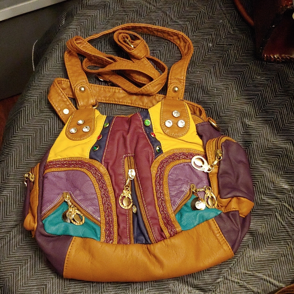 Colorful Leather Hobo Bag
